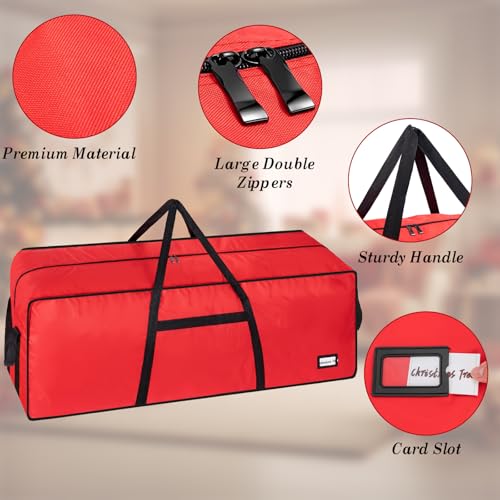 ITHWIU 9 ft Christmas Tree Storage Bag Red Fits 9FT Tree Holiday Organizer