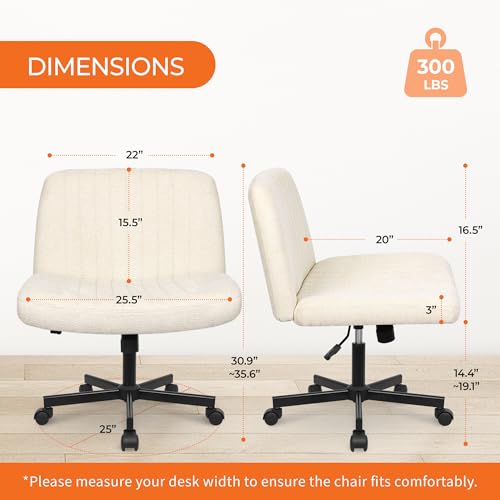 Orange Factory Criss Cross Chair, Wide Fabric Vanity Desk Seat, Beige
