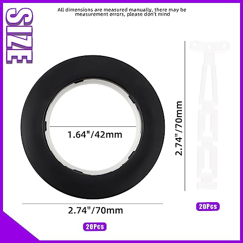 20 Pack Silent Curtain Grommets, 42mm Inner Diameter Plastic Rings for Drapes