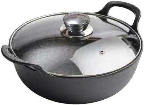 VONOTO 11 inch Cast Iron Wok with Lid and Handles, Grilling Wok, Use in the Oven, on the Stove, or on the Grill (Wok with Lid 11 inch)