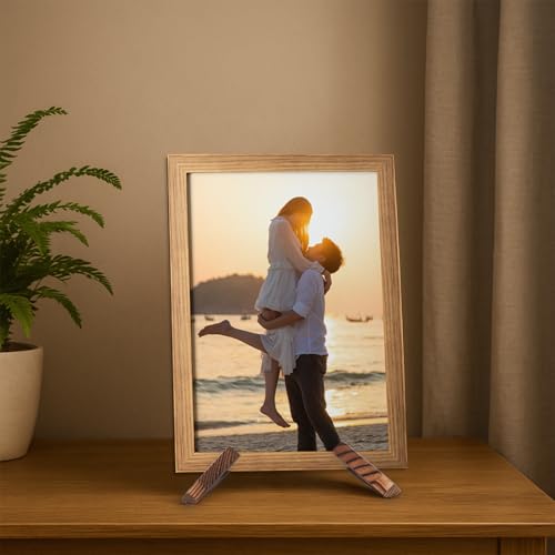 2-Pack Wooden Plate Stand for Display, Rustic Tabletop Easel for Pictures