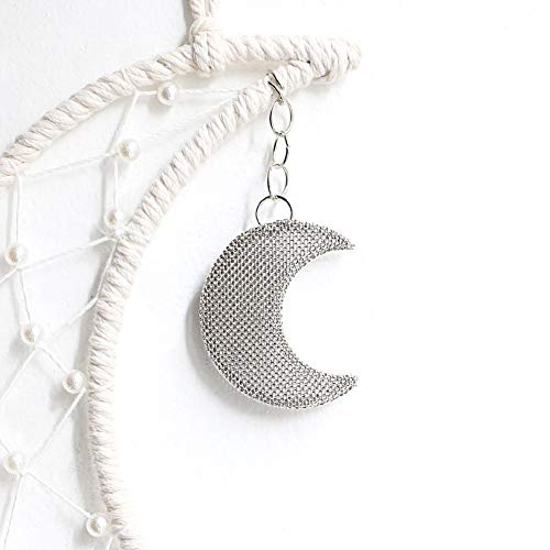 Moon Macrame Wall Hanging with LED String Lights - Boho Wall Decor
