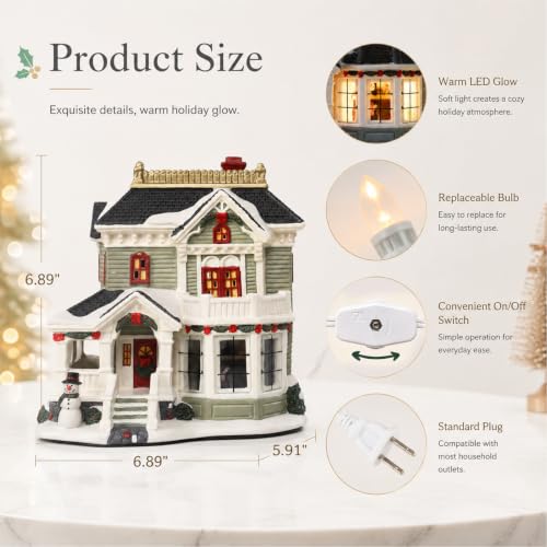 Christmas Village Houses, Lighted Ceramic Victorian Buildings