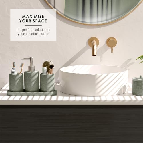 19-Piece Sage Green Bathroom Accessory Set with Shower Curtain