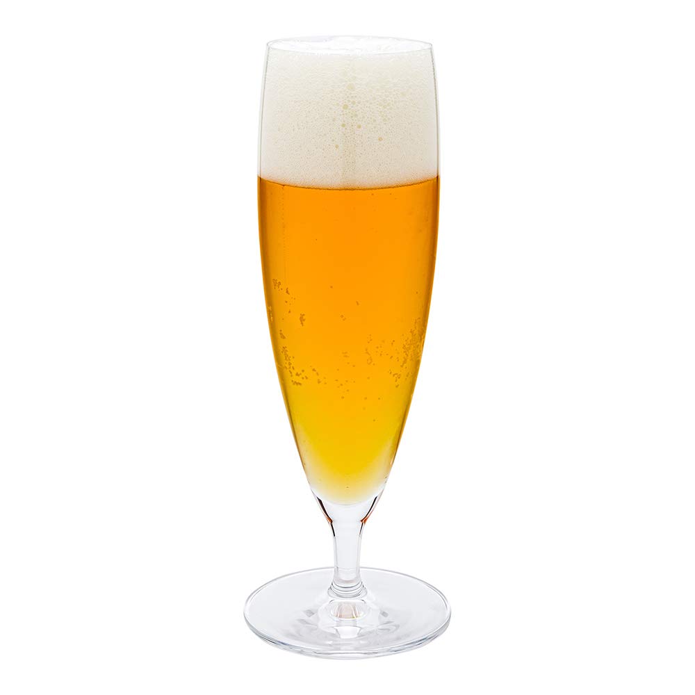 Restaurantware Voglia Nude 13 Ounce Pilsner Beer Glasses Set Of 6 Crystal Pilsner Glasses - Laser-Cut Rim Fine-Blown Crystal Stemmed Beer Glasses For Lagers Ales Or Craft Beers Dishwasher-Safe