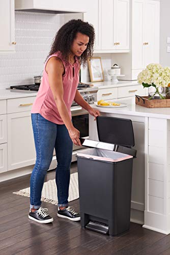 Rubbermaid 13-Gallon Step-On Trash Can with Stainless Steel Rim, Charcoal