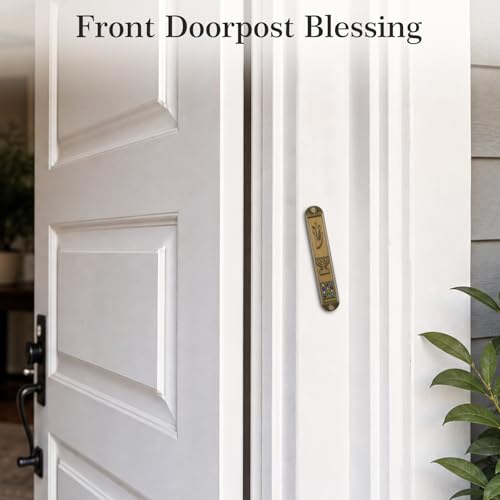 5-Pack Metal Mezuzah Cases with Kosher Scrolls - 3.54 Inch Doorpost Plaque