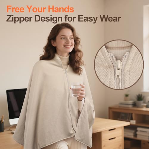 USB Portable Heated Shawl Wrap with 3 Adjustable Heating Settings