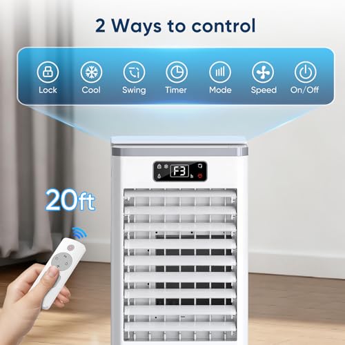 Portable Evaporative Air Cooler with 2-Gallon Water Tank and Ice Box