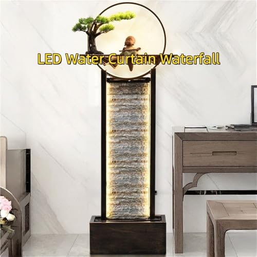 LED Mountain Floor Standing Water Fountain Indoor Decorative Waterfall