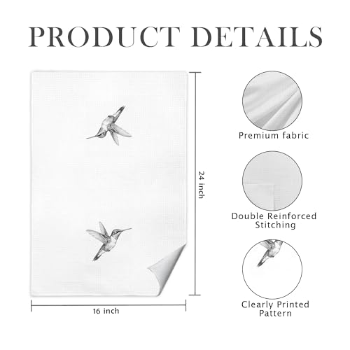 Hummingbird Kitchen Towels 16x24 Inch - Black and White Bird House Dish Tea Towel - Variation of THIS listing