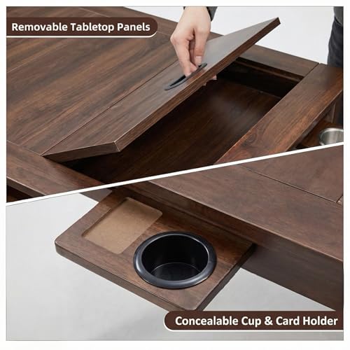 Convertible Board Game & Dining Table - 62" x 38" Poker Table for 4-6 Players