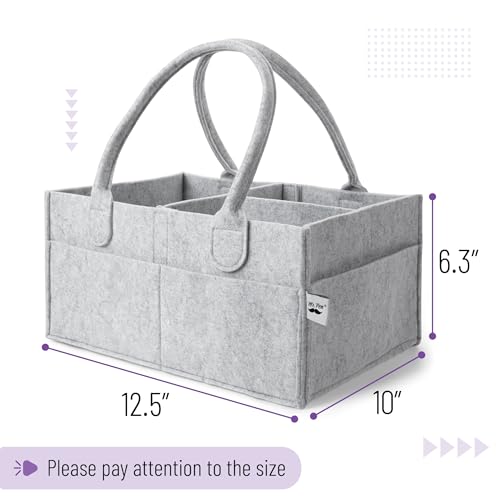 Baby Diaper Caddy Organizer Gray Storage Bin for Nursery and Car