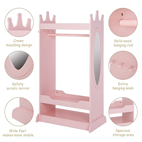 Kids Dress-Up Storage Armoire with Mirror and Crown Design