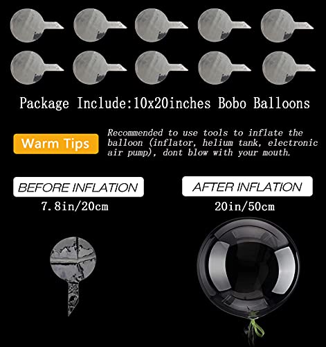 Clear Bobo Balloons - 20 Inch Bubble Balloons for Party Decor (10 Pack)