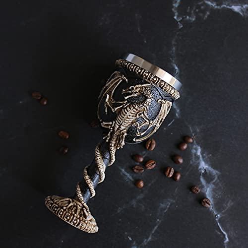 Medieval Dragon Chalice 7oz Stainless Steel Gothic Wine Goblet