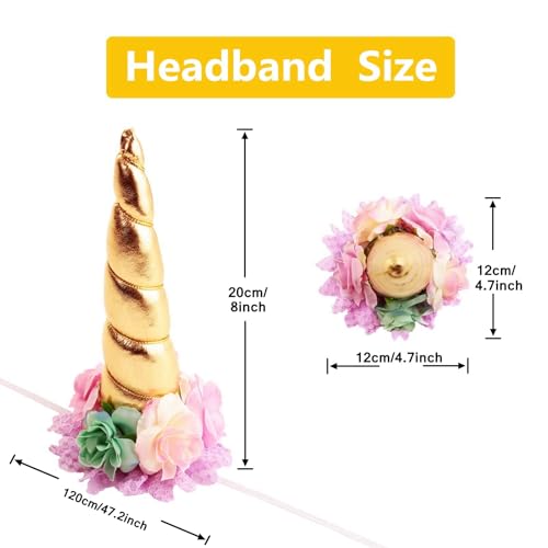 Floral Unicorn Horn Headband & Hair Tinsel Costume Set for Horses