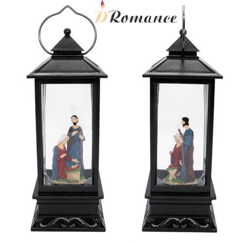 Musical Nativity Christmas Snow Globe Lantern with 6-Hour Timer & USB
