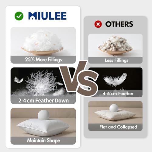MIULEE 20x20 Feather Down Throw Pillow Inserts (Set of 2) - Cotton Cover