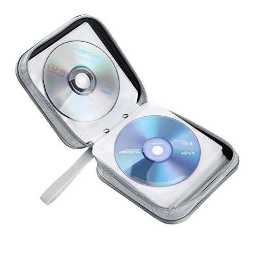 Siveit 40 Capacity CD DVD Storage Case Hard Plastic Holder Wallet for Car Home and Office