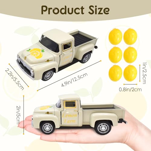 Metal Lemon Truck Decor with Faux Lemons - Farmhouse Tiered Tray Centerpiece