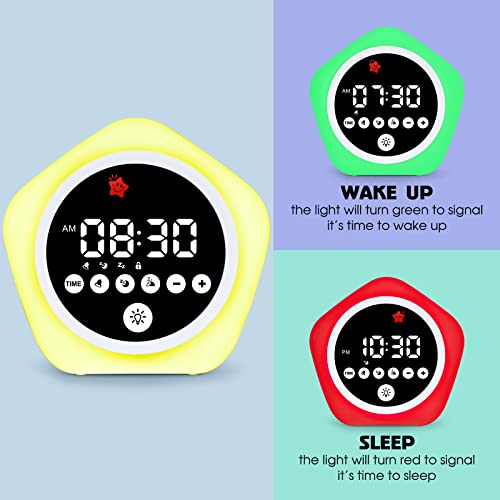 Kids Ok to Wake Alarm Clock & Toddler Sleep Trainer with Color Night Light