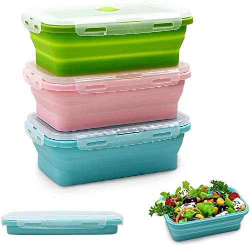 Alimat PluS Silicone Food Storage Containers with Lids, 3 Pack Set 40.5oz(1200ml) Collapsible Meal Prep Lunch Containers, Microwave, Freezer and Dishwasher Safe