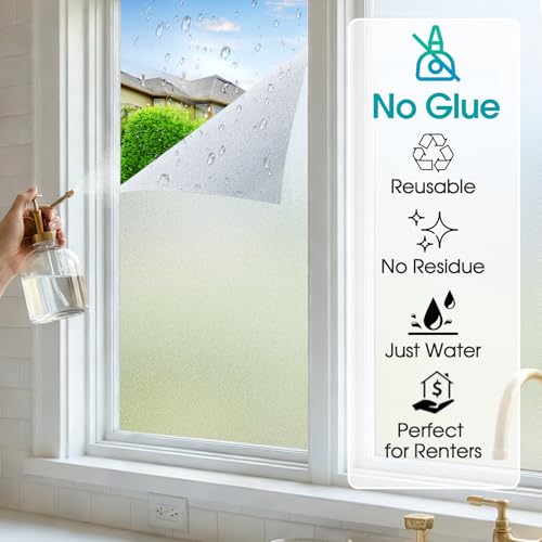 Frosted Glass Window Privacy Film - Static Cling Anti-UV (17.5" x 78.7")