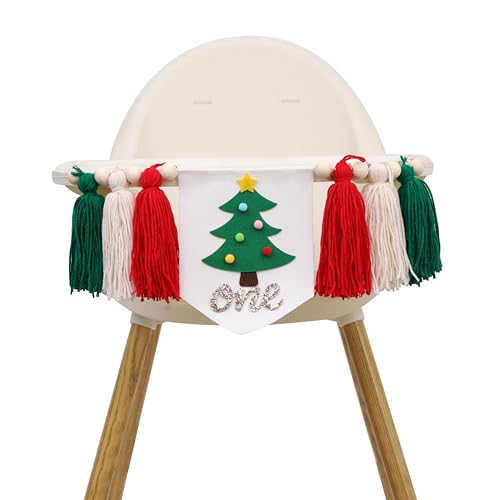 BASCT Christmas 1st Birthday High Chair Banner Tassel Garland - Winter Tree Theme