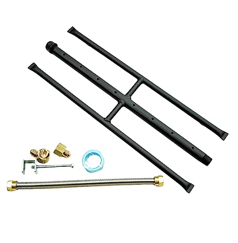 18 Inch Rectangular Gas Fire Pit H-Burner with 3 Pipes