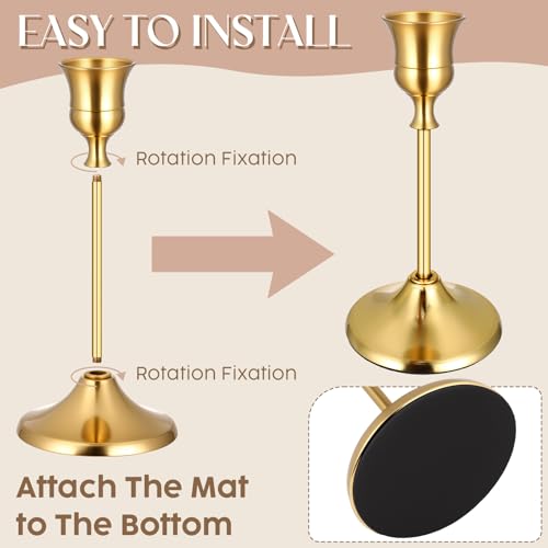 24PCS Vintage Gold Taper Candle Holders Set - Elegant Table Centerpiece