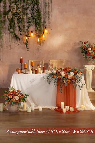 Artificial Floral Sweetheart Table Swag with Tablecloth and Runner Set