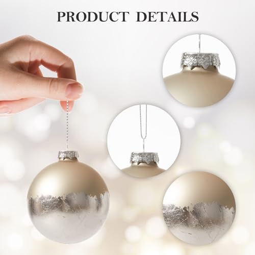 DN Deconation Matte Silver Christmas Ornaments Set of 9 - Glass Ball Decor, 3.14"