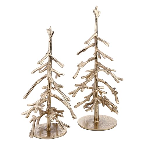 Santa Barbara Design Studio Gold Metal Twig Tree Set of 2 for Mantel - Xmas Shelf Decor