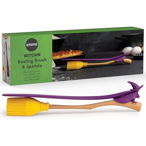 OTOTO Vino Spooky Bat Corkscrew & Bottle Opener, 2-in-1 Wine & Beer Opener, Silicone Heat-Resistant Basting Brush & Spatulas