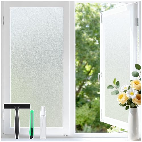 Frosted Window Privacy Film - Static Cling, UV Protection, 17.5" x 78.7"