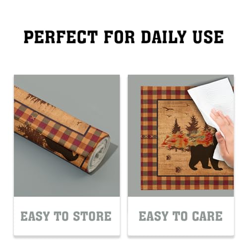 Imiss Rustic Bear Forest Pine Tree Placemat Set of 4 - 12x18 Inch Farmhouse Table Mats