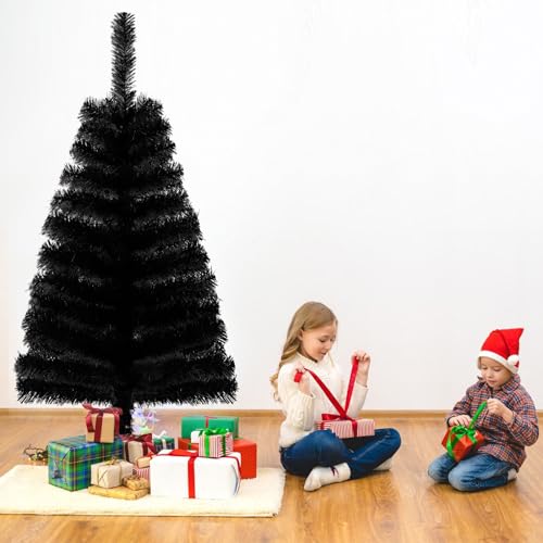 3ft Black Artificial Christmas Tree - Tabletop Pine Tree with Stand
