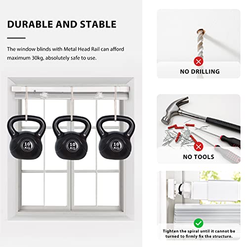 Cordless No Drill Vinyl Mini Blinds - 35" W x 36" H, White