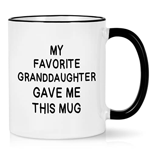 Cabtnca My Favorite Granddaughter Gave Me This Mug - 11oz, White/Black - Grandpa Grandparents Gift