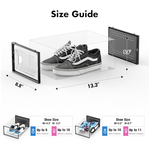 15 Pack Clear Stackable Shoe Storage Boxes - Interlocking Plastic Organizers