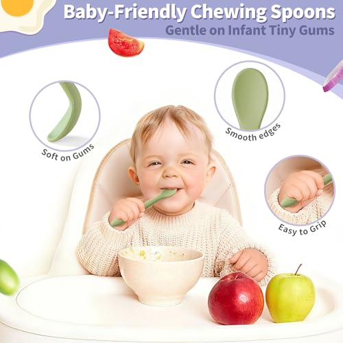 8-Piece Silicone Baby Feeding Spoons Set Soft Bendable Self-Feeding Utensils