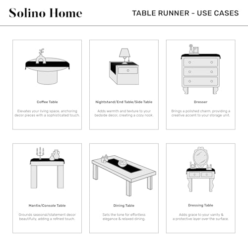 Solino Home 100% Pure Linen Black Stewart Plaid Table Runner 14 x 48 in