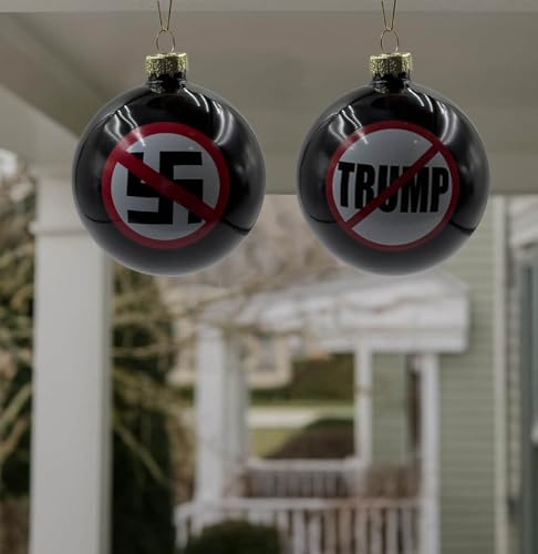 Anti-Authoritarian Political Humor Christmas Ornament, Glass Blown Black Ball Tree Decor, Liberal Voter & Midterm Election Gift