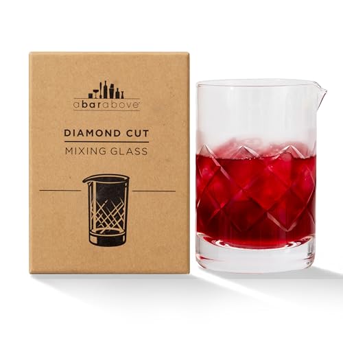 A Bar Above 18 Oz Diamond Cut Cocktail Mixing Glass with Secure Base, Pack of 1