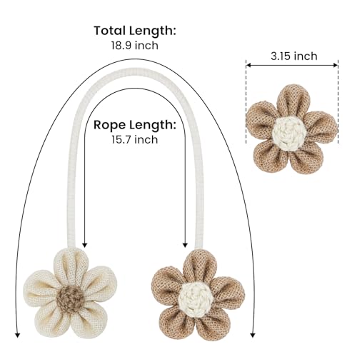 Flower Curtain Tiebacks - 2 Pack Boho Decorative Curtain Holdbacks