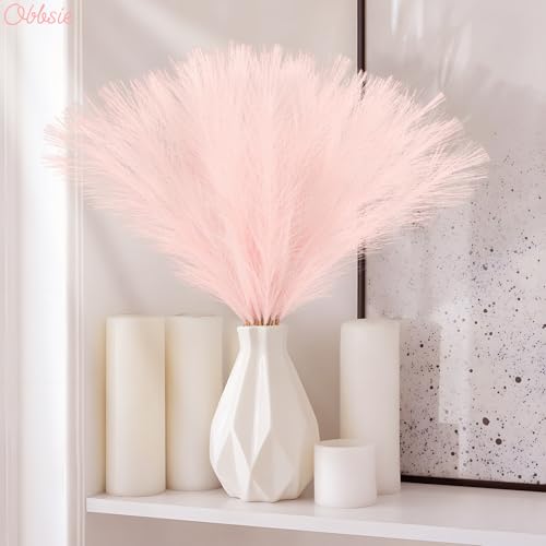 50pcs Pink Artificial Pampas Grass, 21.6-Inch Faux Floral Branches
