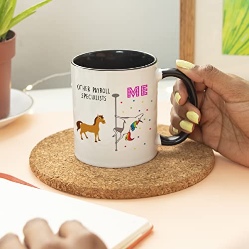 YouNique Designs Unicorn Payroll Specialist Coffee Mug with Black Handle