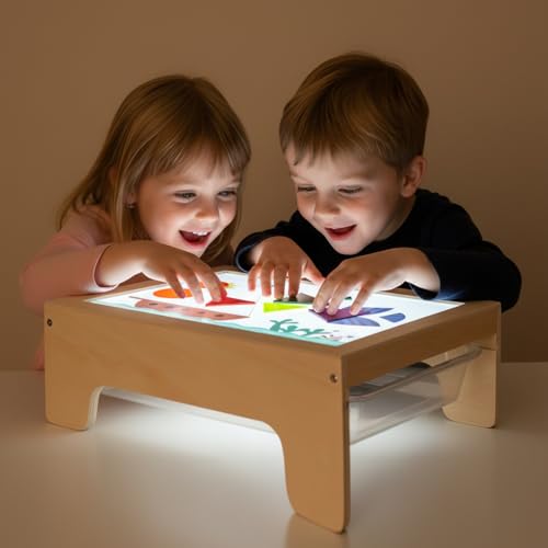 Wooden Kids Light Table with Sand Box, Tracing Light Box & Art Tools