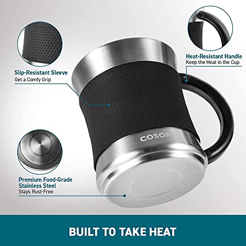 Cosori Silver Coffee Mug Warmer & Mug Set - Precise 1°F Temperature Control, 17oz Stainless Steel
